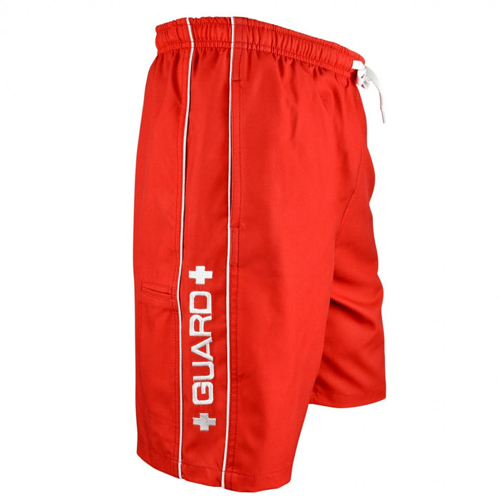 Lifeguard piped board shorts swim shorts lifeguard shorts, men's red piped lifeguard board shorts 