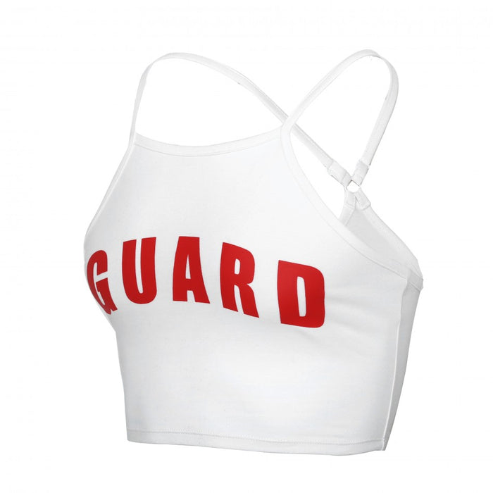 women's lifeguard straps crop tank top, lifeguard apparel, lifeguard attire, lifeguard outfits, women's lifeguard tank top white, lifeguard clothing