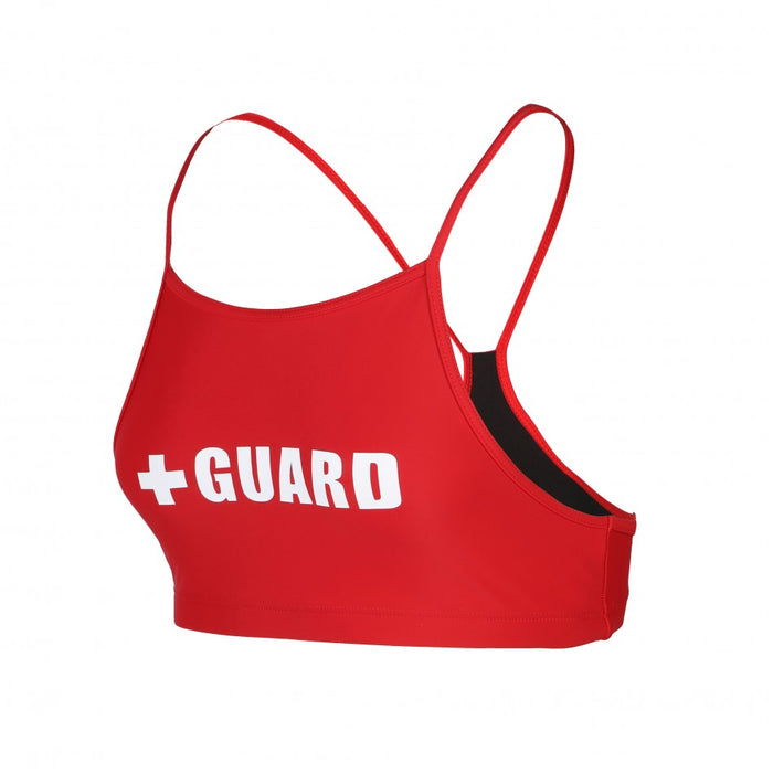 red women lifeguard swimsuit high neck top, women's lifeguard bathing suit top, women's lifeguard swimwear high-neck