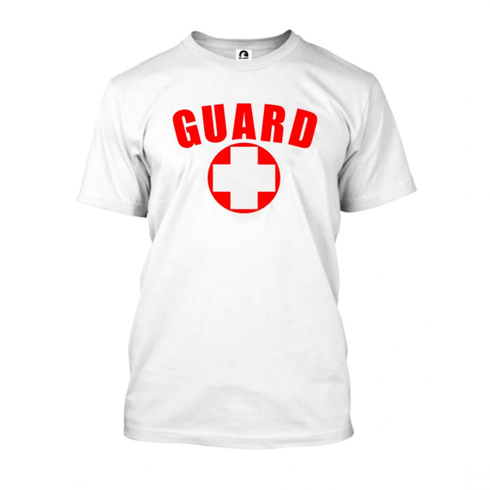 men's white lifeguard t shirt, lifeguard shirt, lifeguard apparel, lifeguard outfits, lifeguard clothing, lifeguard attire, men's apparel